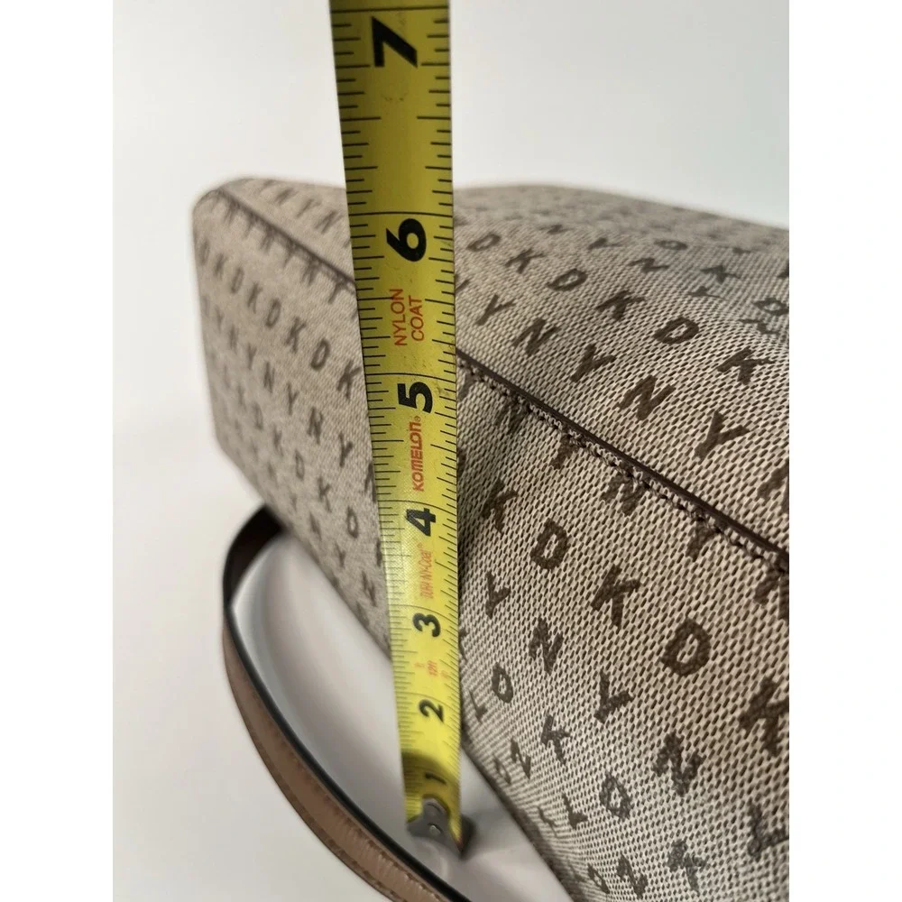 DKNY Bryant Dome Logo MD Round Satchel Bag Tan Brown